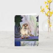 従順なすずめのメッセージカード カード (黄色い花)