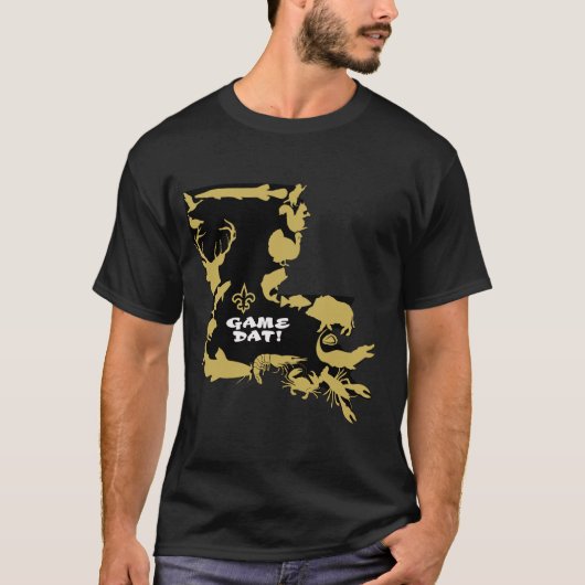 得られたゲームの黒および金ゴールド Tシャツ (正面)