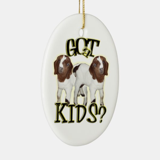 得られた子供か。 クリスマスのオーナメント-ヤギのベビーのボーア人 セラミックオーナメント (右)