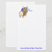 "得られた御馳走か"。 コーギーの文房具 便箋 (正面/裏面)