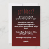 得られた血か。 ハローウィンパーティの招待状 招待状 (裏面)