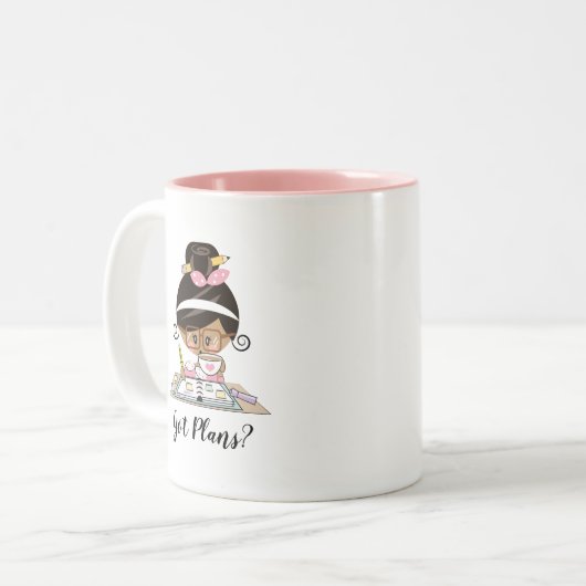 得られた計画のプランナーの女の子のマグの黒髪の暗闇の皮 ツートーンマグカップ (正面左)