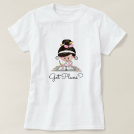 得られた計画のプランナーの女の子の黒髪ライト皮 Tシャツ