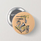 得られた風のおもしろいな管楽器プレーヤーのギフト 缶バッジ (正面&裏面)