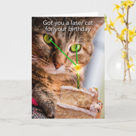 得られるあなたの誕生日のためのレーザー猫 カード (黄色い花)