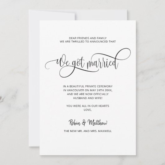 得エレガント結婚した結婚したI 案内状 (正面)