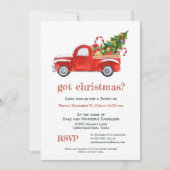 得クリスマス素朴ヴィンテージレッドトラックパーティー 招待状 (正面)