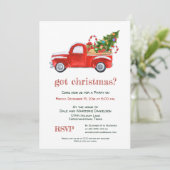 得クリスマス素朴ヴィンテージレッドトラックパーティー 招待状 (スタンド正面)