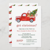得クリスマス素朴ヴィンテージレッドトラックパーティー 招待状 (正面/裏面)