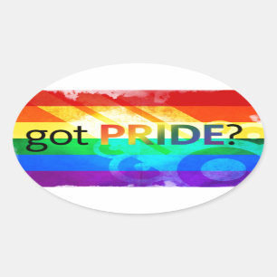 得プライドLGBT国旗 楕円形シール