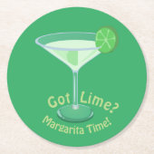 得ライム?マルガリータ・タイム!カクテルスローガン ラウンドペーパーコースター (正面)