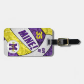 得女の子パープル金ゴールドバレーボールチームカラー ラゲッジタグ (正面横)