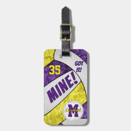 得女の子パープル金ゴールドバレーボールチームカラー ラゲッジタグ