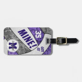 得女の子紫グレーバレーボールチームカラー ラゲッジタグ (正面横)