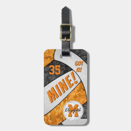 得女子バレーボール黒オレンジチームカラー ラゲッジタグ