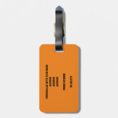得女子バレーボール黒オレンジチームカラー ラゲッジタグ (裏面縦)