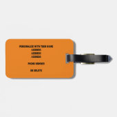 得女子バレーボール黒オレンジチームカラー ラゲッジタグ (裏面横)