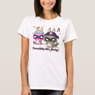 得意気に私達はかわいいマンガのキャラクタのTシャツをティーにのせるのを救済します Tシャツ