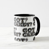 得飴?ブラック&ホワイトスカルズスクカーハロウィーン マグカップ (正面右)
