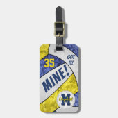 得!ガールズブルー金ゴールドバレーボールチームのギフト ラゲッジタグ (正面縦)