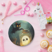 得You - Halloween Cat and幽霊 ペーパープレート (パーティー)