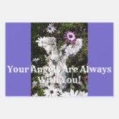 御使いたちは紫の花のフローラ ラッピングペーパーシート (正面)