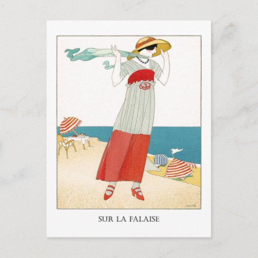 御所フランスのアールデコファッションイラストレーション ポストカード (正面)