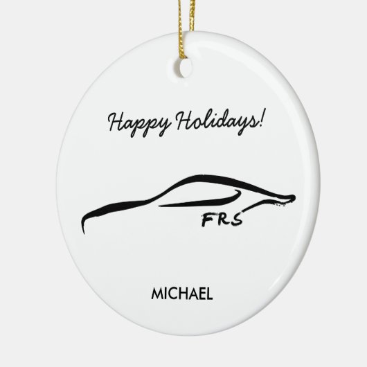 御曹司FR-Sのフェイクなカーボンとの黒いシルエットのロゴ セラミックオーナメント (左)