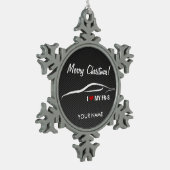 御曹司FR-S "私はパーソナライズな私のFR-S"を愛します スノーフレークピューターオーナメント (左)