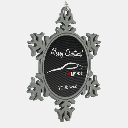 御曹司FR-S "私はパーソナライズな私のFR-S"を愛します スノーフレークピューターオーナメント (左)