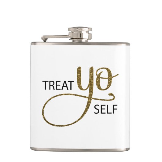 御馳走Yoの自己の金ゴールド フラスク (正面)