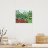 復元されたカラーアンリルーソー熱帯ジャングルアート ポスター (キッチン)