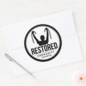 復元されたステッカー（チェーンの切断） ラウンドシール (封筒)