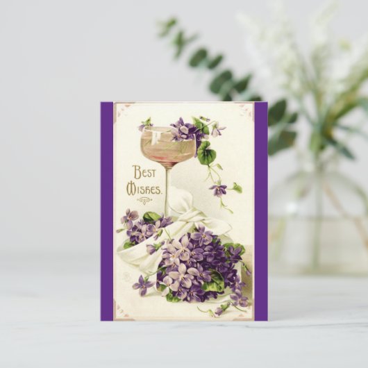 復元されたヴィンテージ紫最高ののウィッシュ ポストカード (スタンド正面)