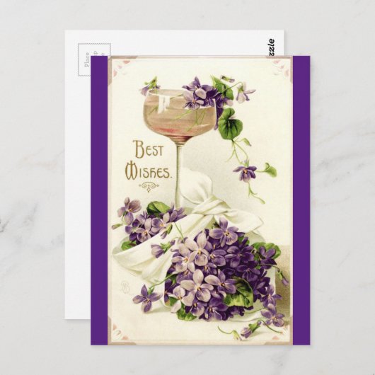 復元されたヴィンテージ紫最高ののウィッシュ ポストカード (正面/裏面)