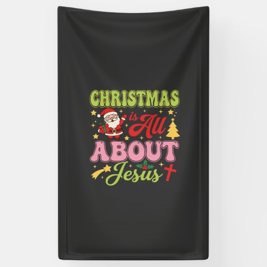 復古イエスこそクリスマスのすべて 横断幕 (縦)