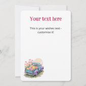 復古ターコイズ＆パープルのイースターたまごのトラック 招待状 (裏面)