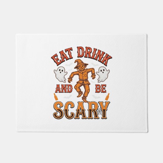 復古ハロウィンTシャツデザイン　食べて飲んでハロウィンを楽しもう ドアマット (正面)