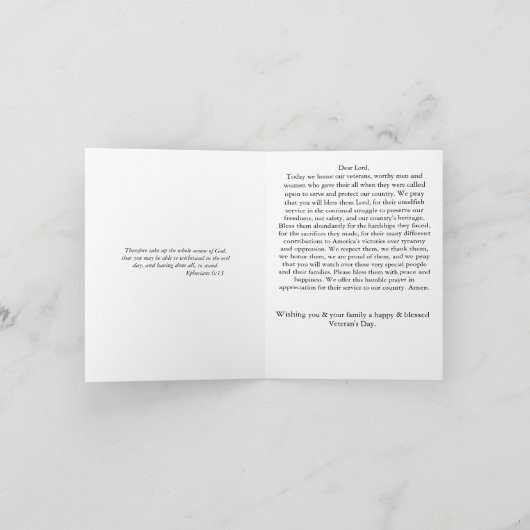 復員軍人の日の祈りの言葉 カード (内部)