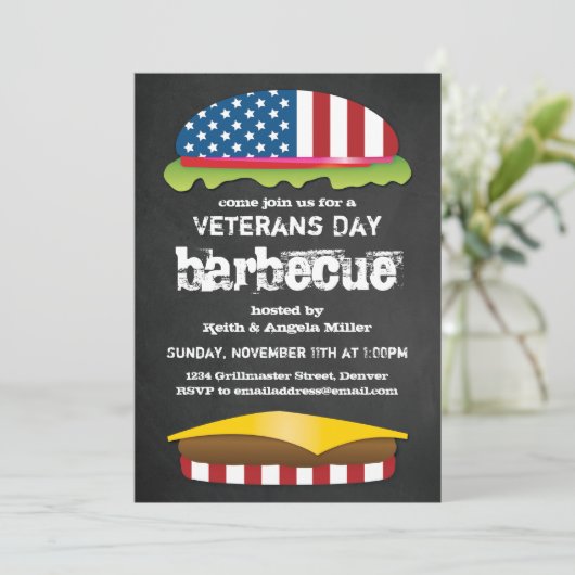 復員軍人の日愛国心が強いBBQのハンバーガー 招待状 (スタンド正面)