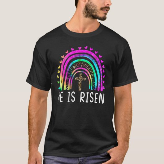 復活したよ タイダイ レインボー キリスト教 イエス・キリスト 神 Ea Tシャツ (正面)