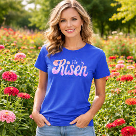 復活したイエス・キリスト イースター フラワー柄 Tシャツ