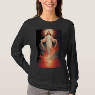 復活したキリストの女性用ロングスリーブTシャツ Tシャツ