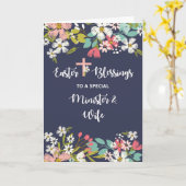 復活したキリストの牧師と妻のイースター恵み カード (黄色い花)