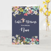 復活したキリストの花の修道女の復活祭恵み カード (黄色い花)