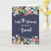 復活したキリストの花の友人のイースター恵み カード (黄色い花)