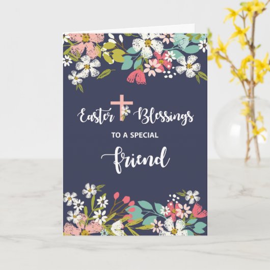 復活したキリストの花の友人のイースター恵み カード (黄色い花)