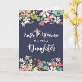 復活したキリストの花の娘のイースター恵み カード (黄色い花)