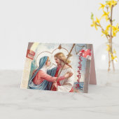 復活したキリストは彼の母を迎える(詳細、MH01) カード (黄色い花)