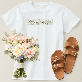 復活したキリスト教の3つの十字架 イースター ピンクの花柄 Tシャツ